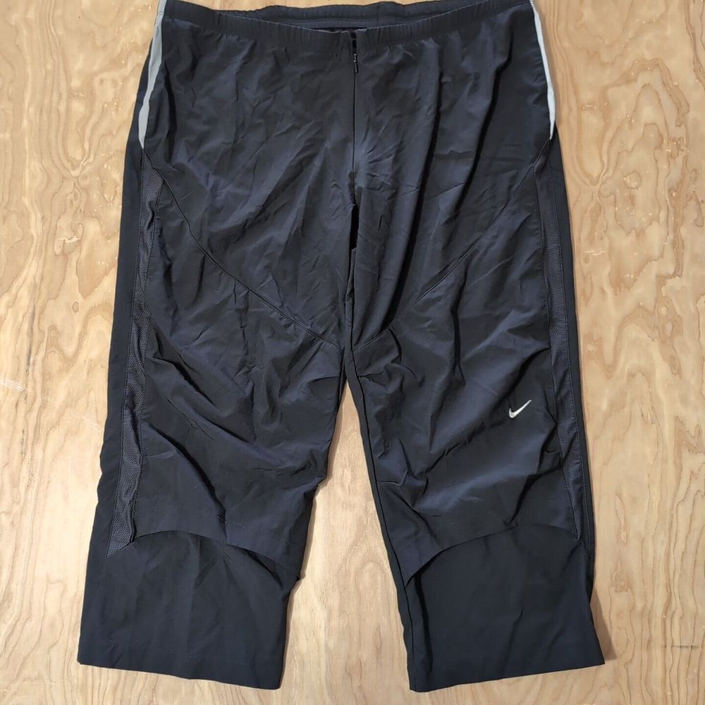 Nike Sport Pants 28X20 Training Track Joggers Cropped Length Black Striped XL - Picture 2 of 11